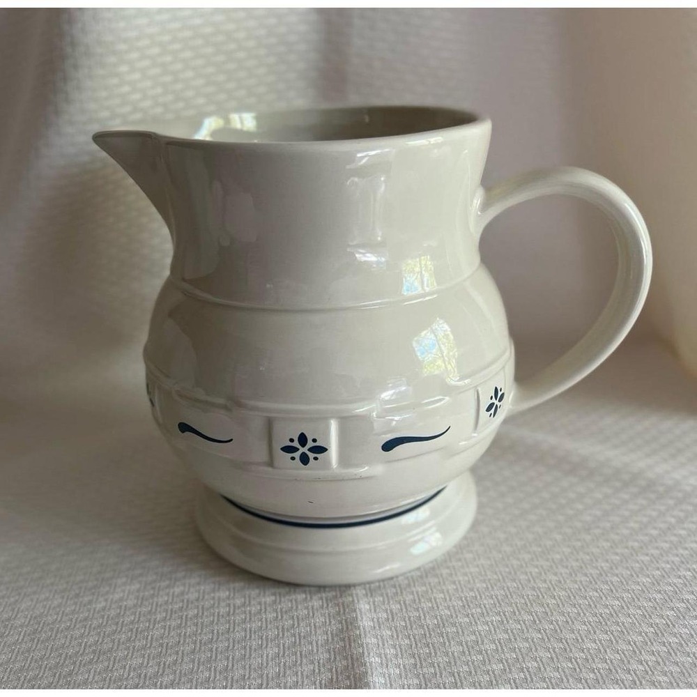 Longaberger Pottery Woven Traditions Classic Blue Pitcher